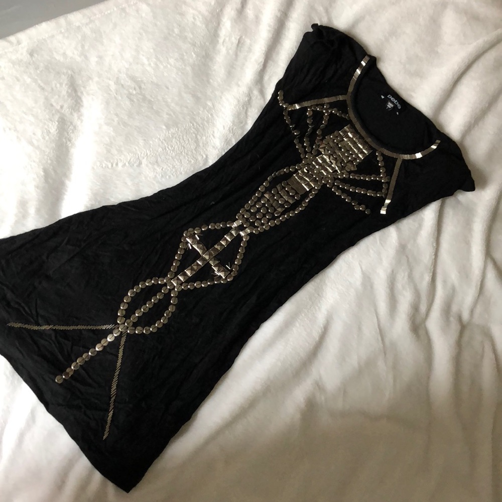 Black bodycon beaded dress